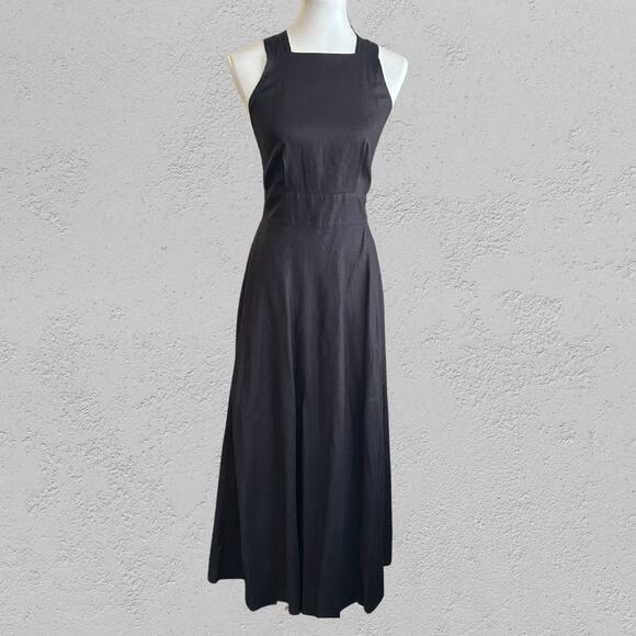 Vintage Early 90s Ellen Tracy Black Linen Dress – Crisscross Back – Sz 2 – Rare - Picture 1 of 6